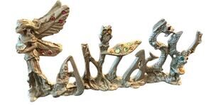 Sunglo Fantasy Metal Word Art Figurine Fairy Dragon Owl 1996 Made in USA